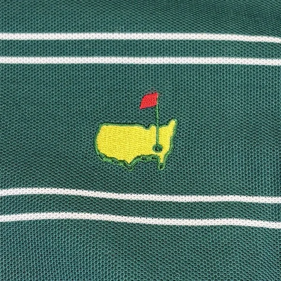 Masters Collection Pima Cotton Golf Polo Shirt Mens M Green White Striped NWT